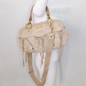 Miu Miu cream leather satchel bag